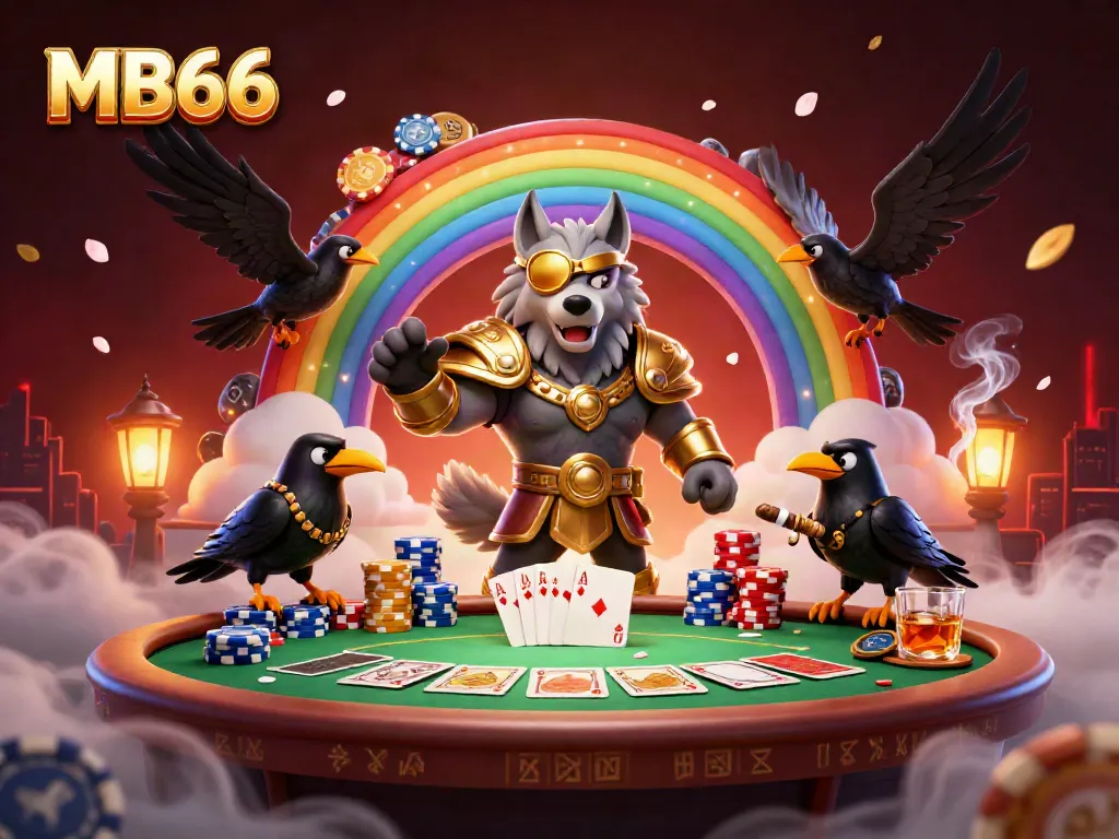 Experience thrilling gameplay with MB66's vibrant Norse mythology-inspired characters amidst casino elements.