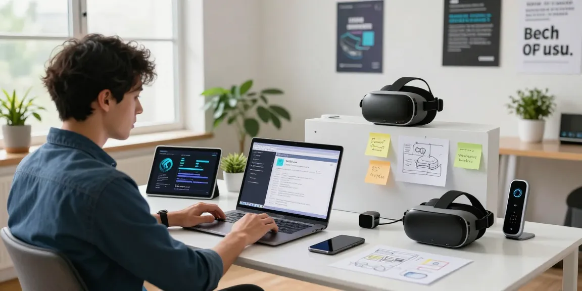 Tech professional developing AI tools 2026 in a modern workspace.
