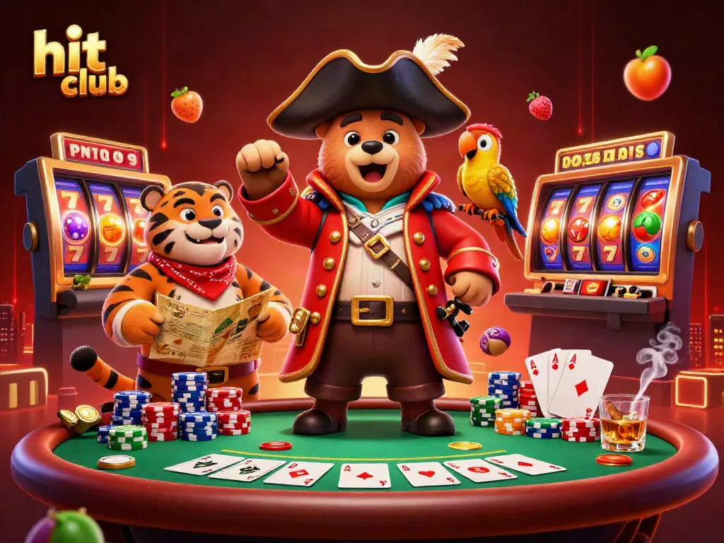 Engage in thrilling games at hit club with a vibrant 3D casino scene featuring iconic characters and game elements.