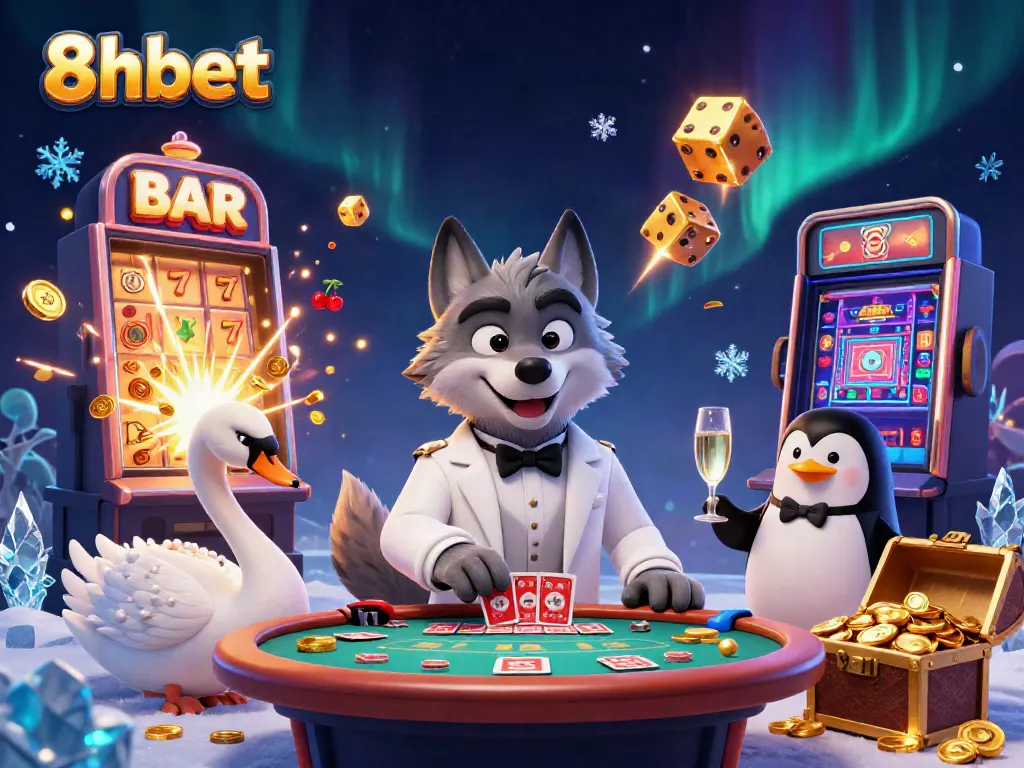 Experience the excitement of 8xbet with a dynamic casino scene showcasing action and luxury.