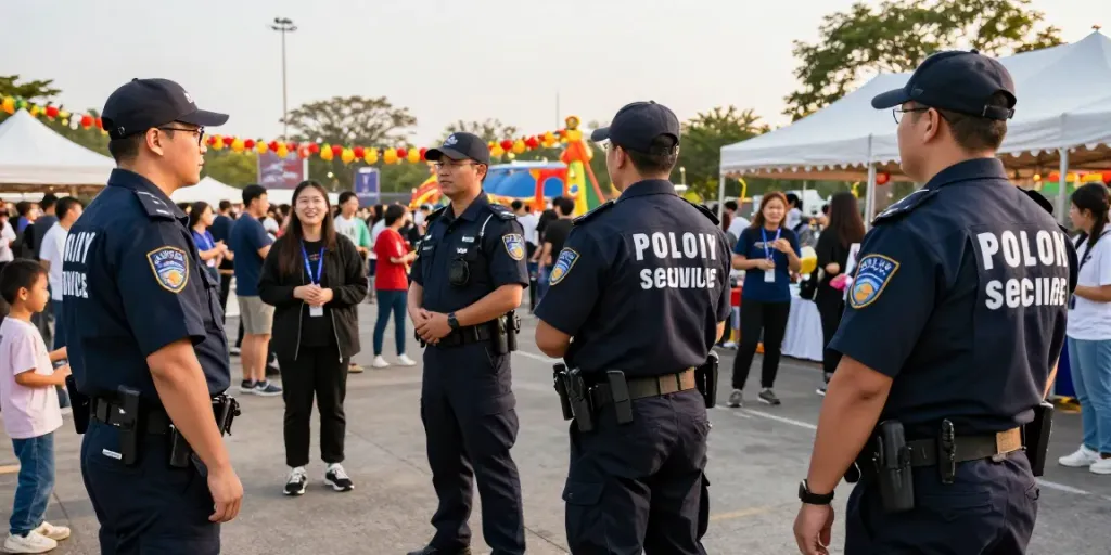 Security Solutions by trusted local professionals at a community event, ensuring safety.