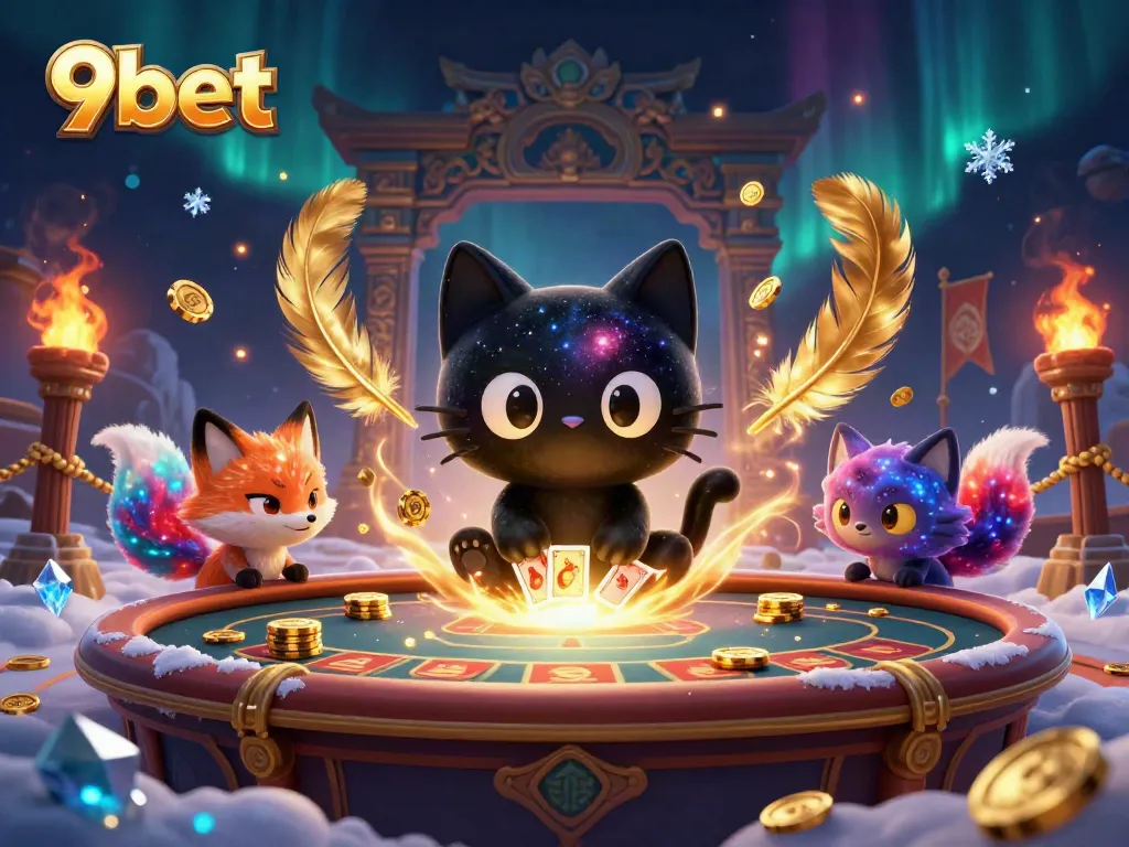 Engage in thrilling casino action with 9bet's cosmic gaming environment featuring vibrant characters and dynamic elements.