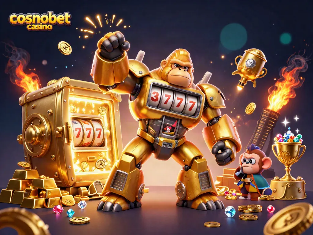 Experience thrilling gameplay at cosmobet casino with a dynamic gorilla mech and exploding coins.