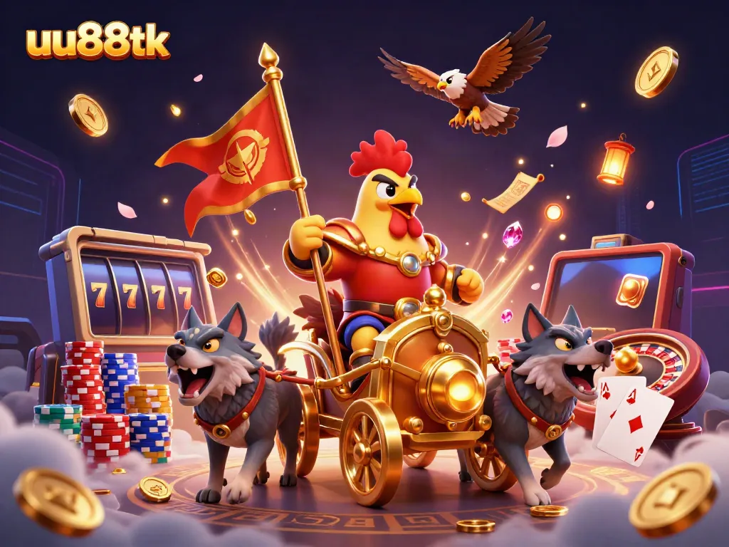 uu88tk engaging in vibrant casino action, showcasing dynamic gaming elements and golden treasures