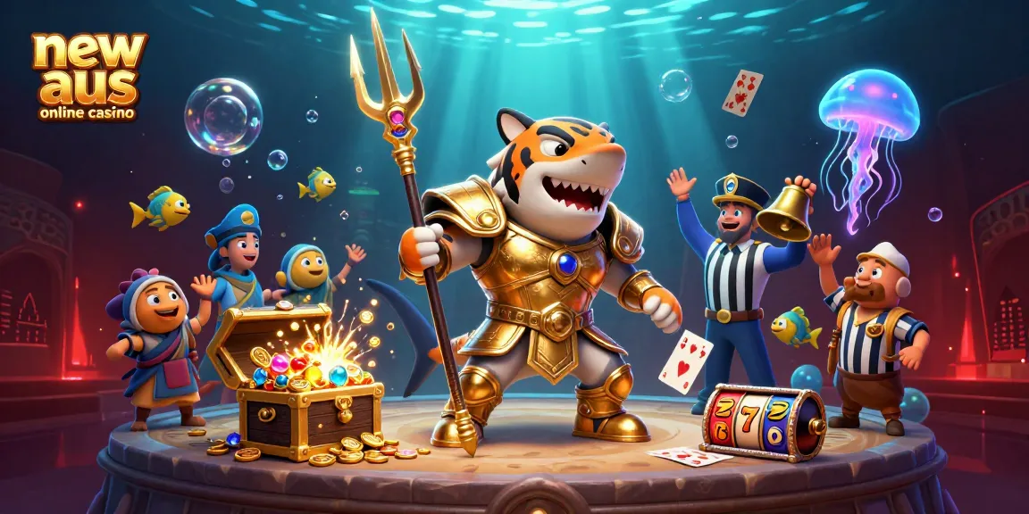 Experience the thrill of new aus online casino as a fierce shark battles for treasures amidst action-packed gameplay.